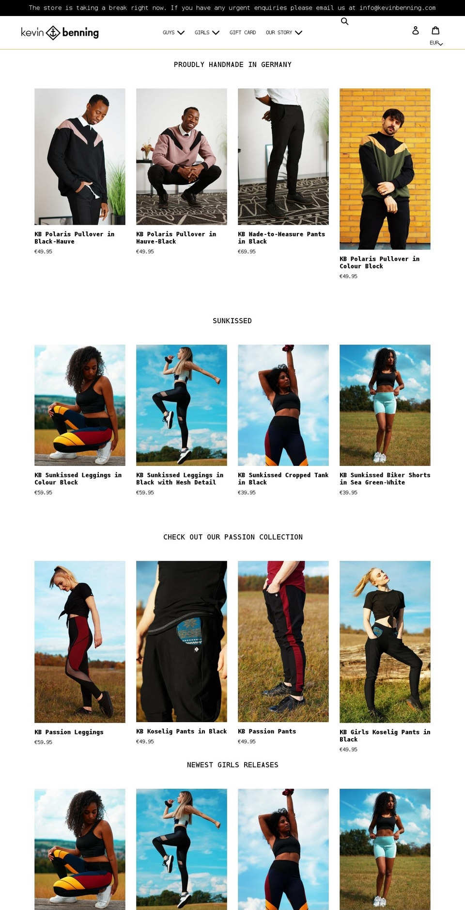 kevinbenning.com — Shopify storefront screenshot