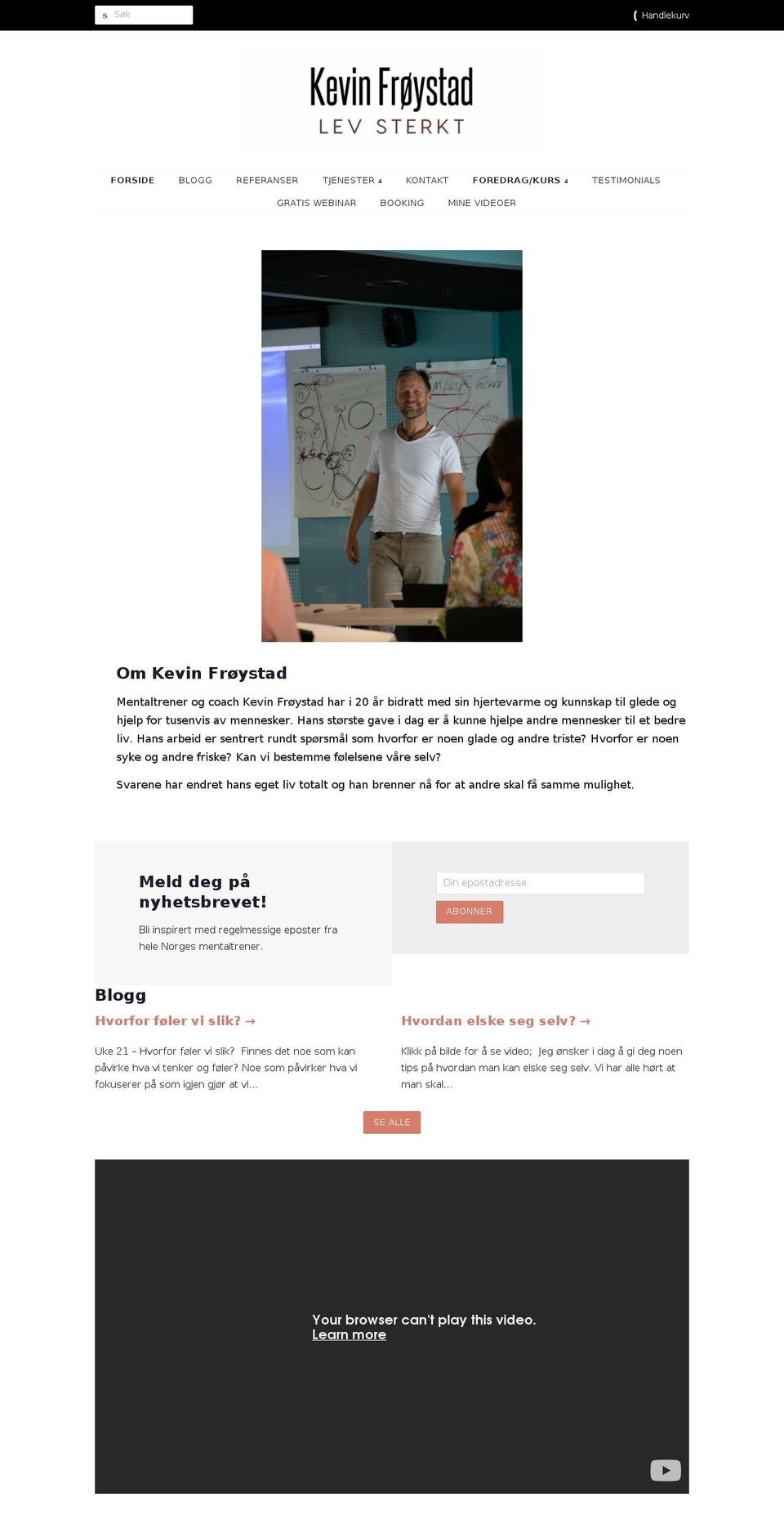 kevinfroystad.no shopify website screenshot