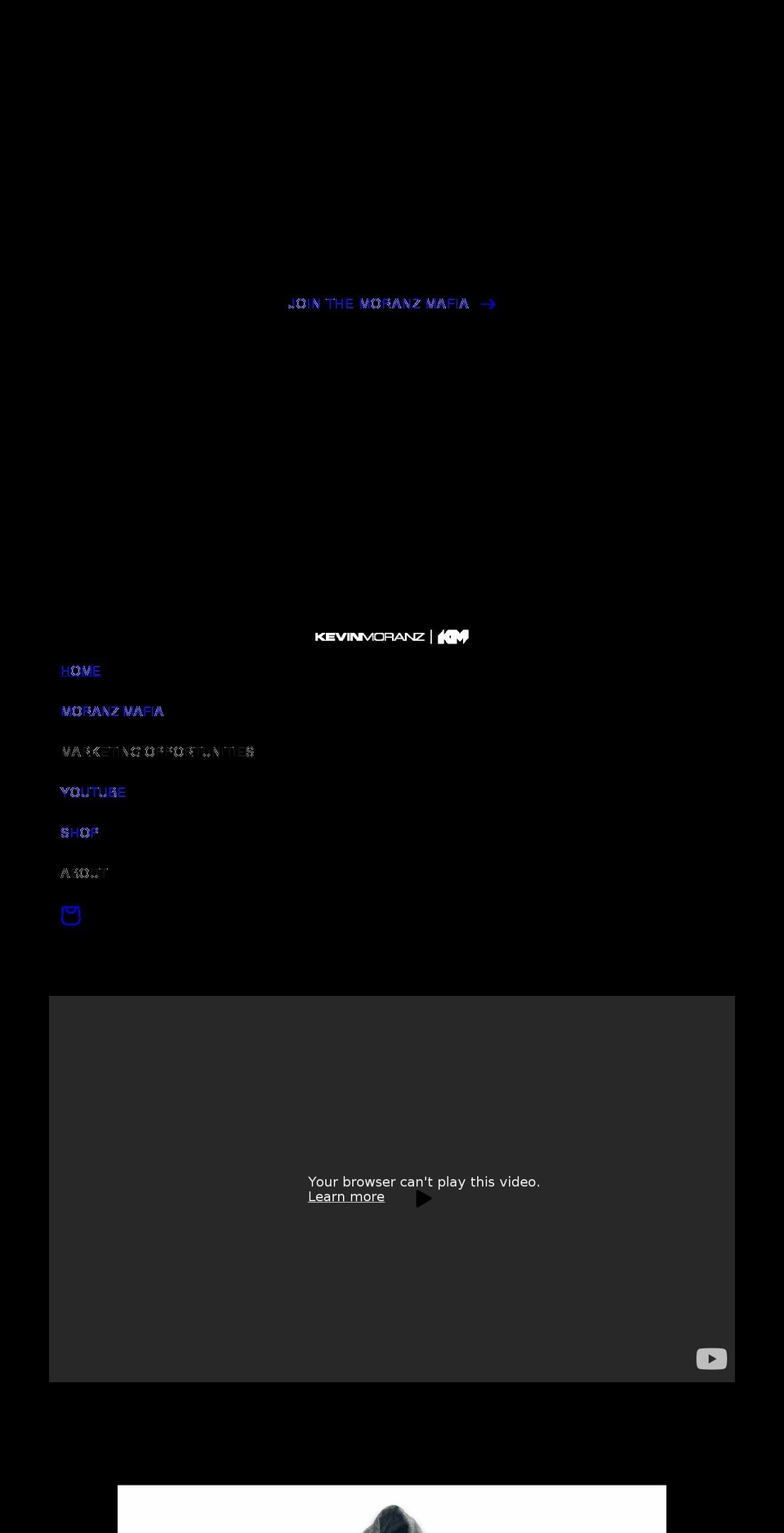 kevinmoranz.com shopify website screenshot