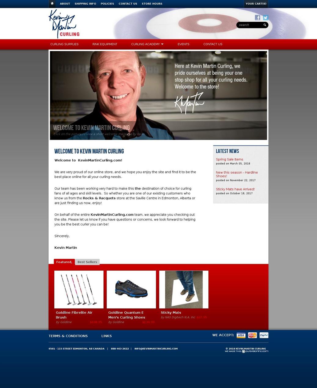 kevinscurling.ca shopify website screenshot
