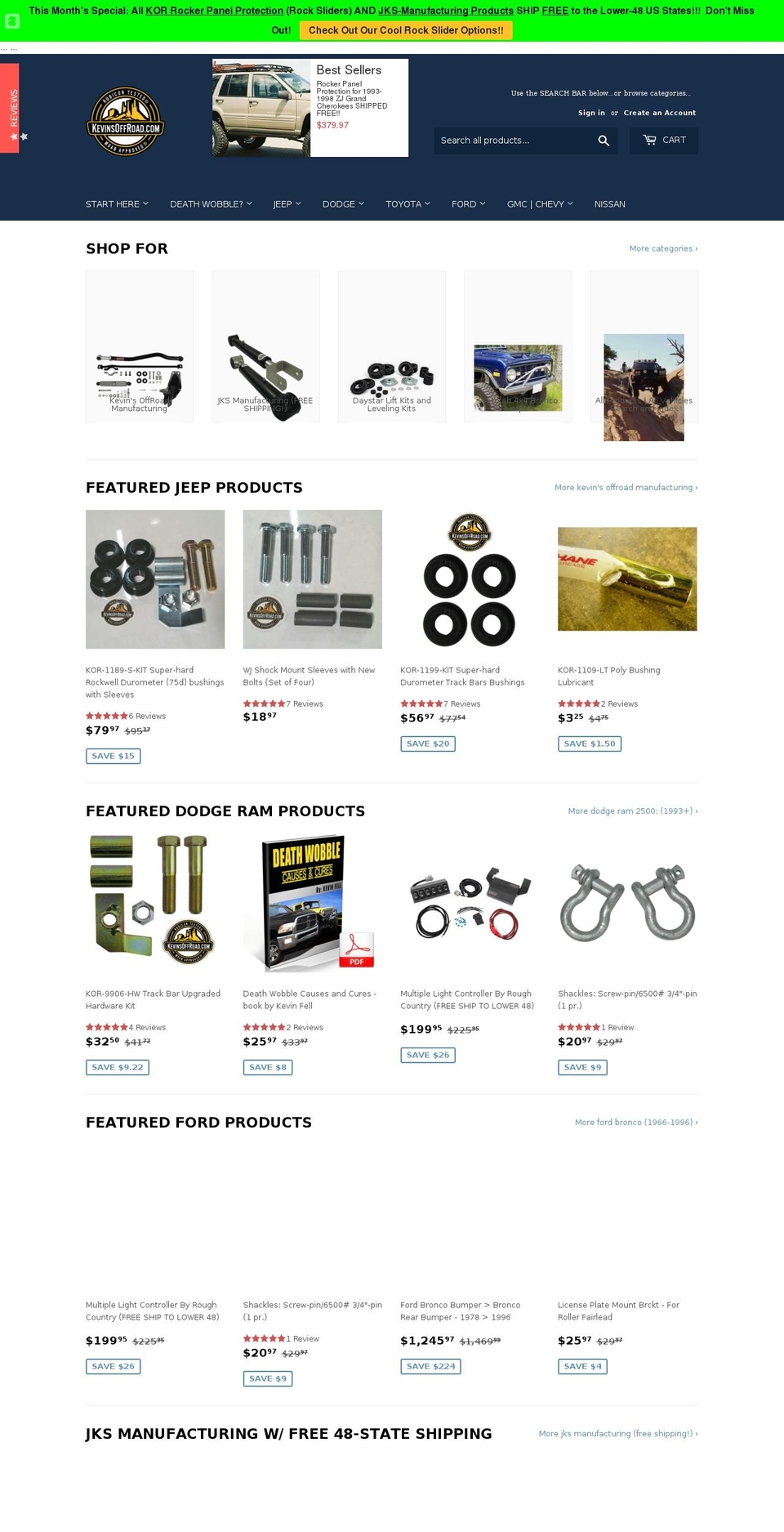 kevinsjeepparts.com — Shopify storefront screenshot