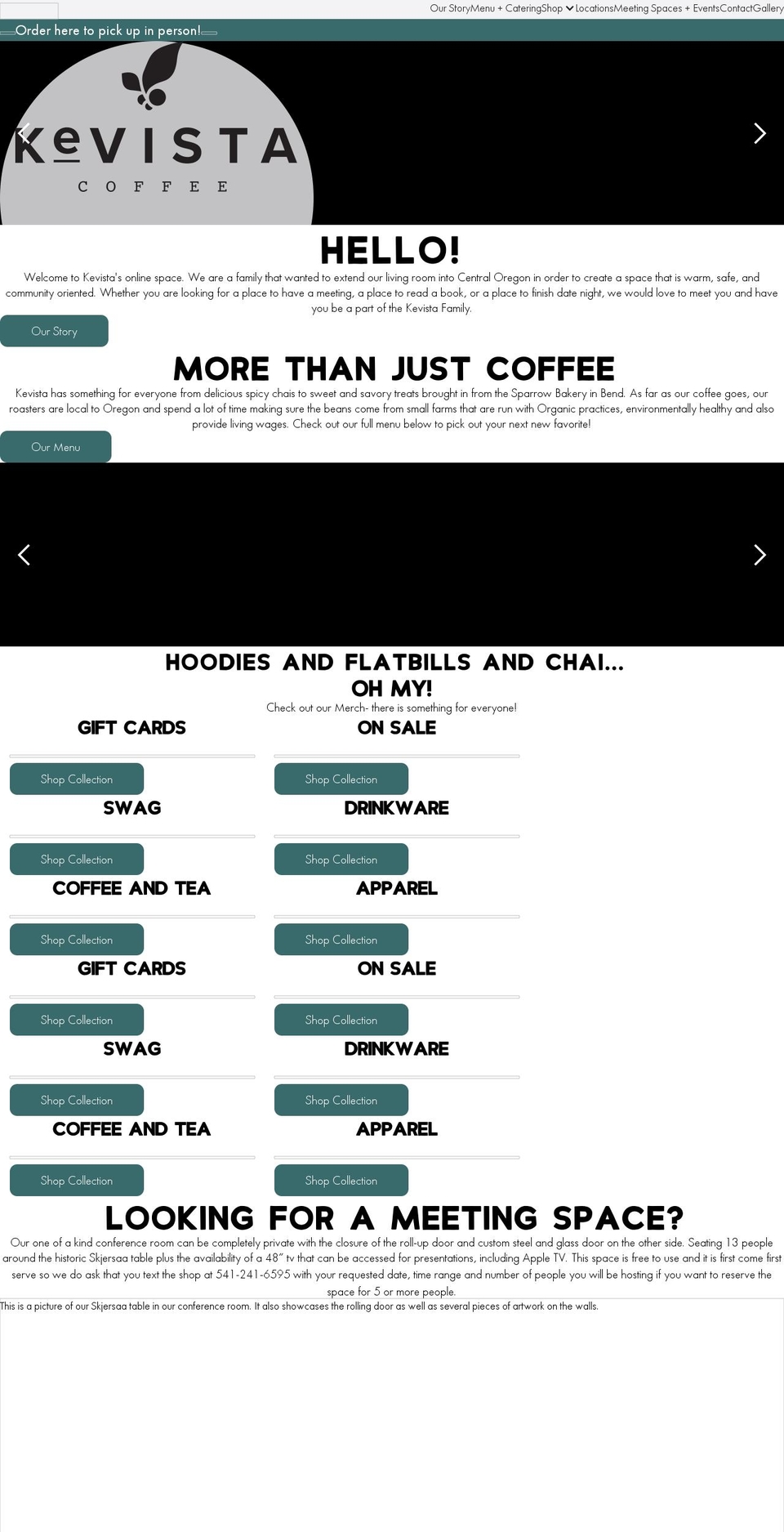 kevistacoffee.com shopify website screenshot