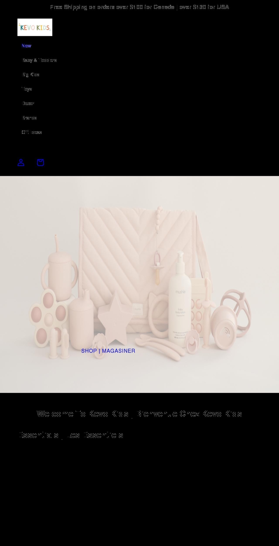 kevokids.com shopify website screenshot