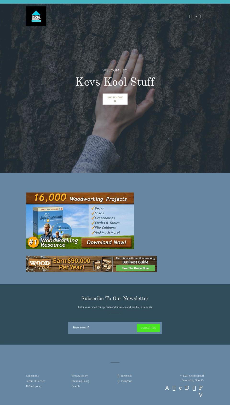 kevskoolstuff.com — Shopify storefront screenshot