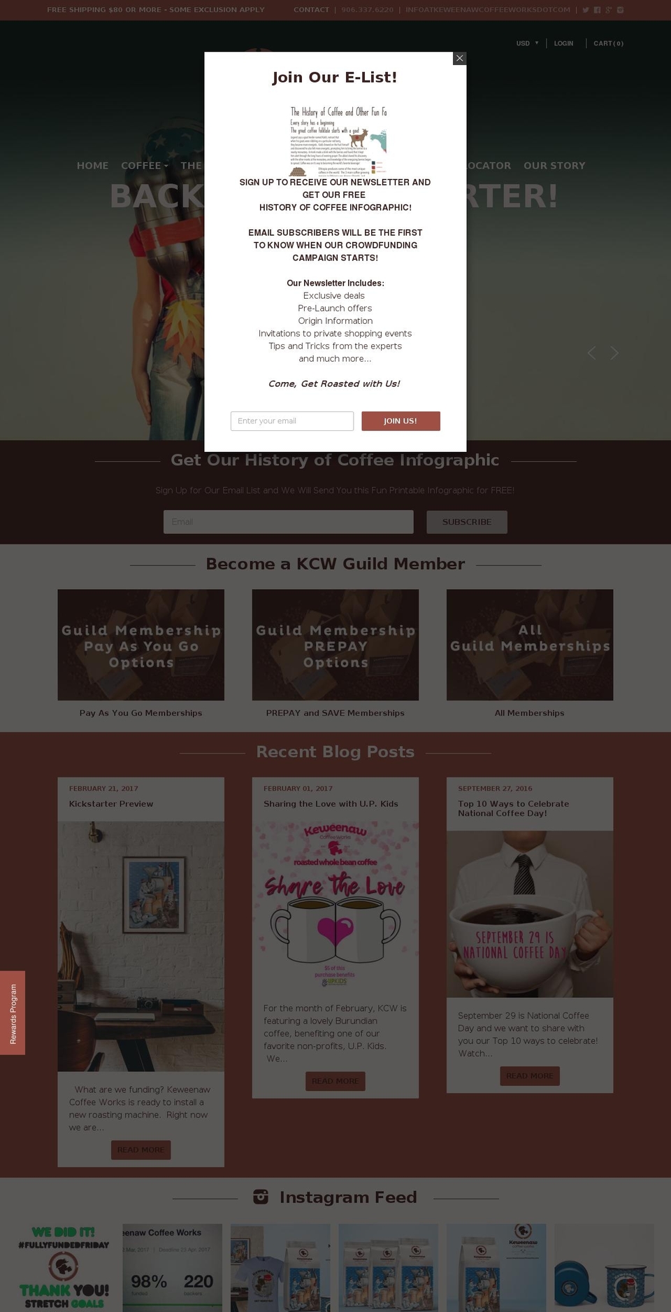 keweenawcoffeeworks.com shopify website screenshot