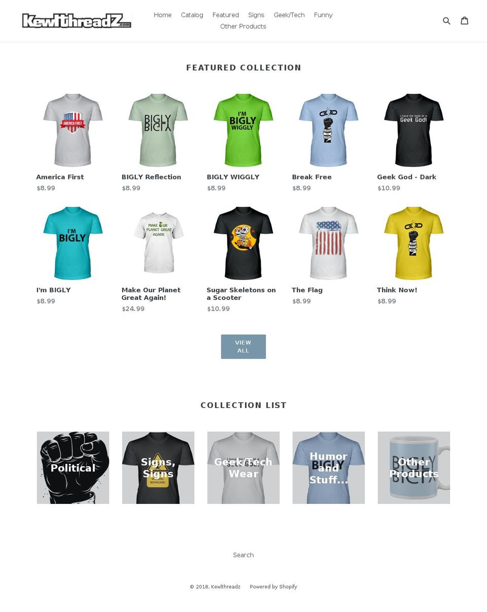 kewlthreadz.com — Shopify storefront screenshot
