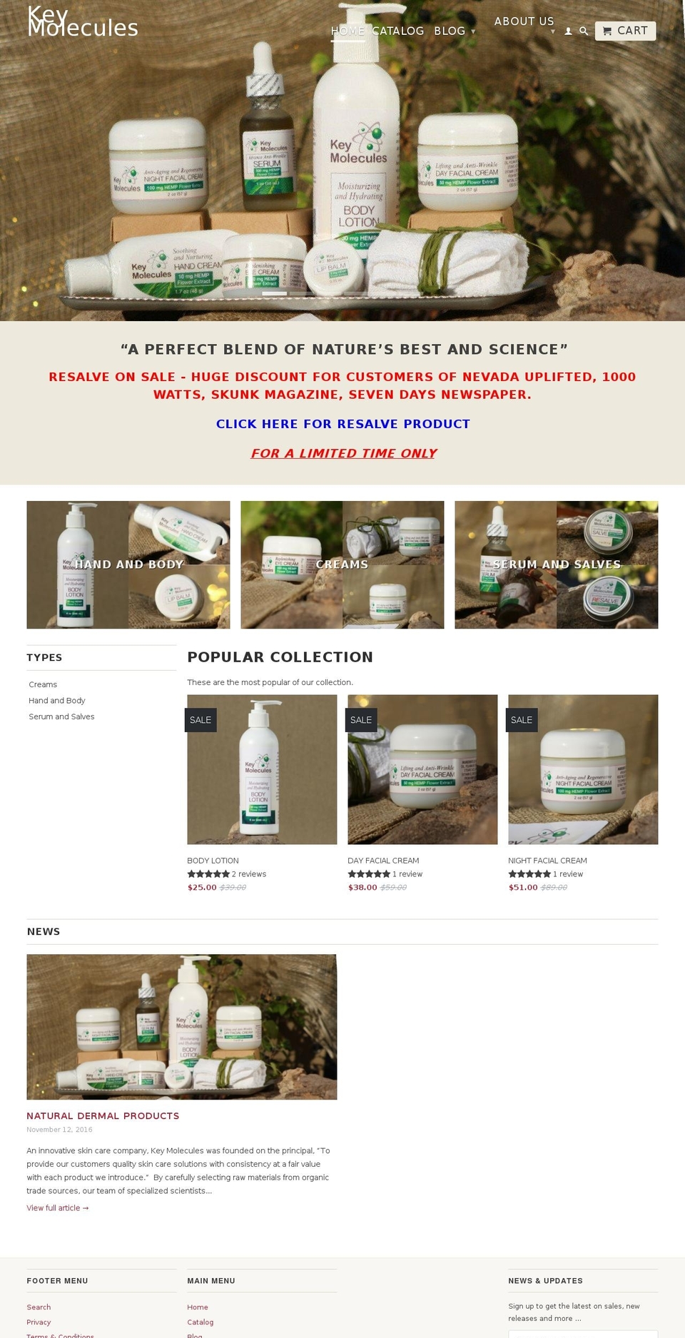 key-molecules.myshopify.com — Shopify storefront screenshot