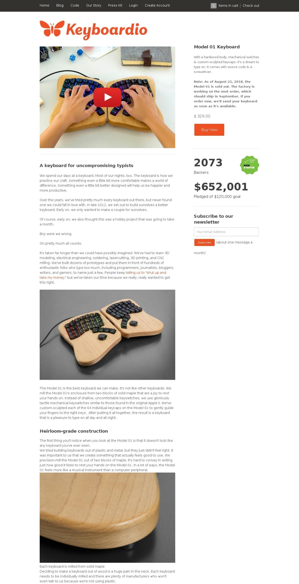 keyboardio.com — Shopify storefront screenshot
