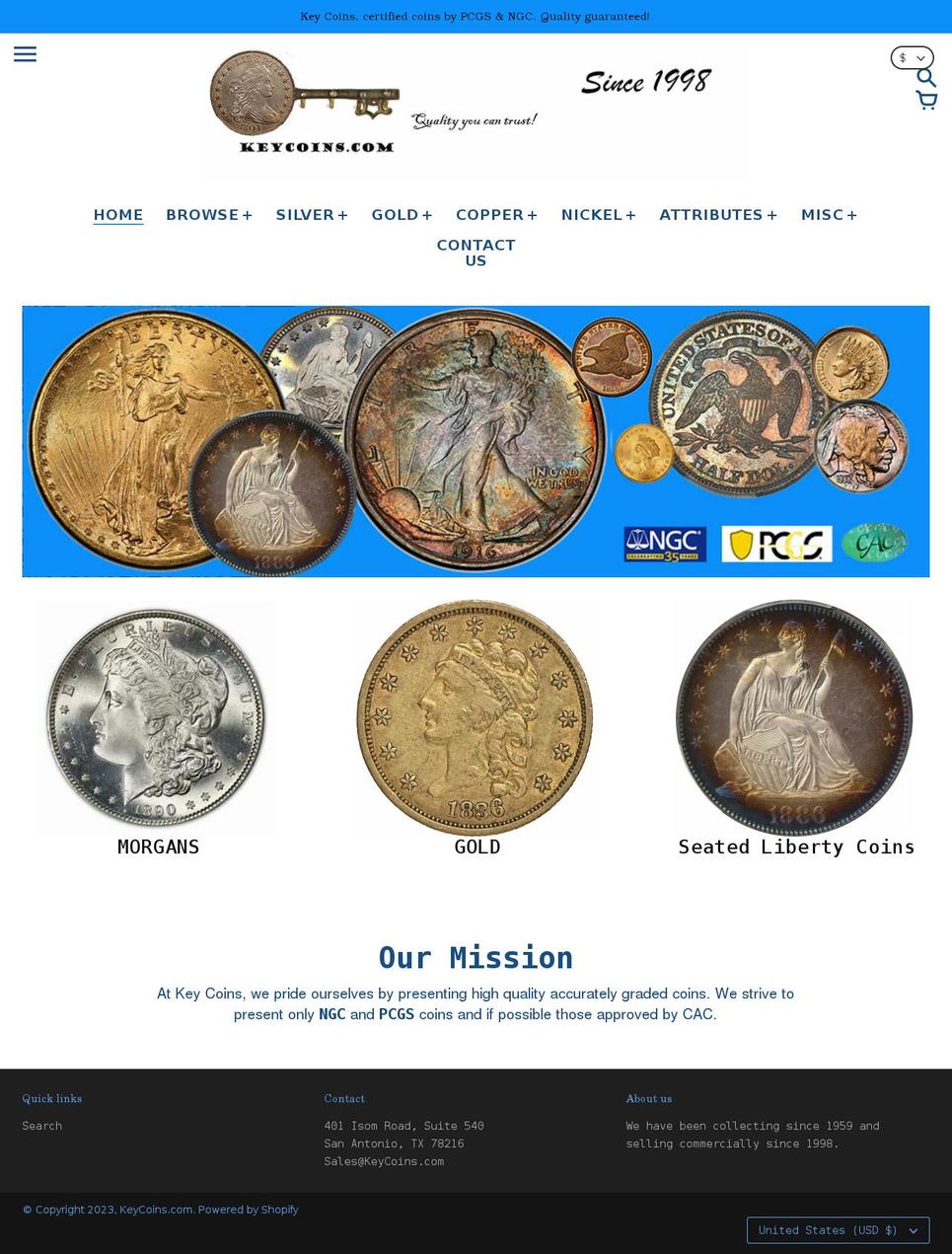 keycoins.com shopify website screenshot