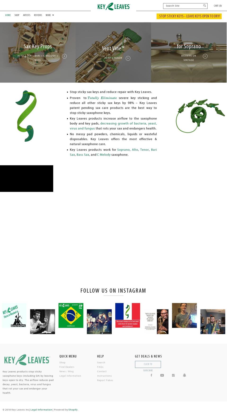 keyleaves.com shopify website screenshot