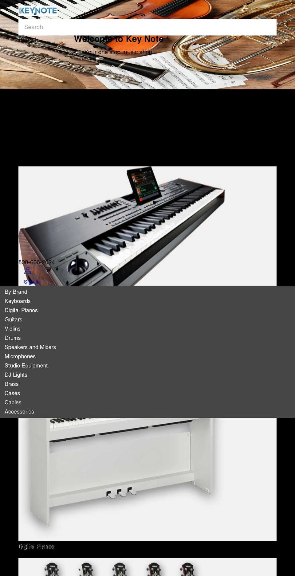 keynotemusic.co shopify website screenshot