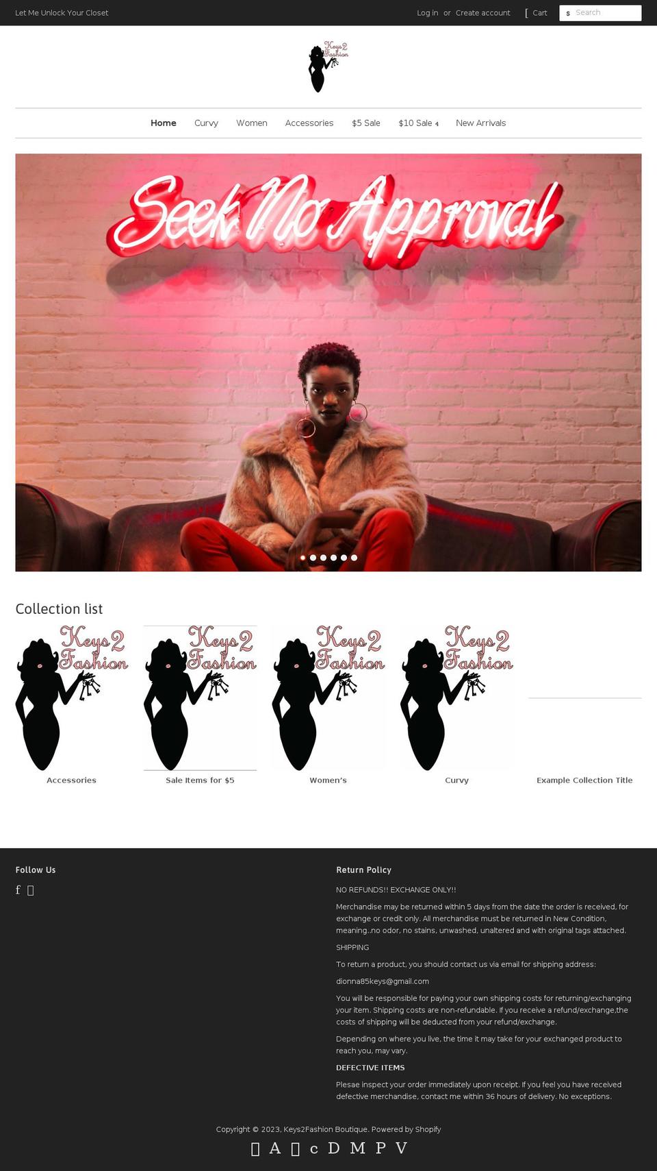 keys2fashion.com shopify website screenshot