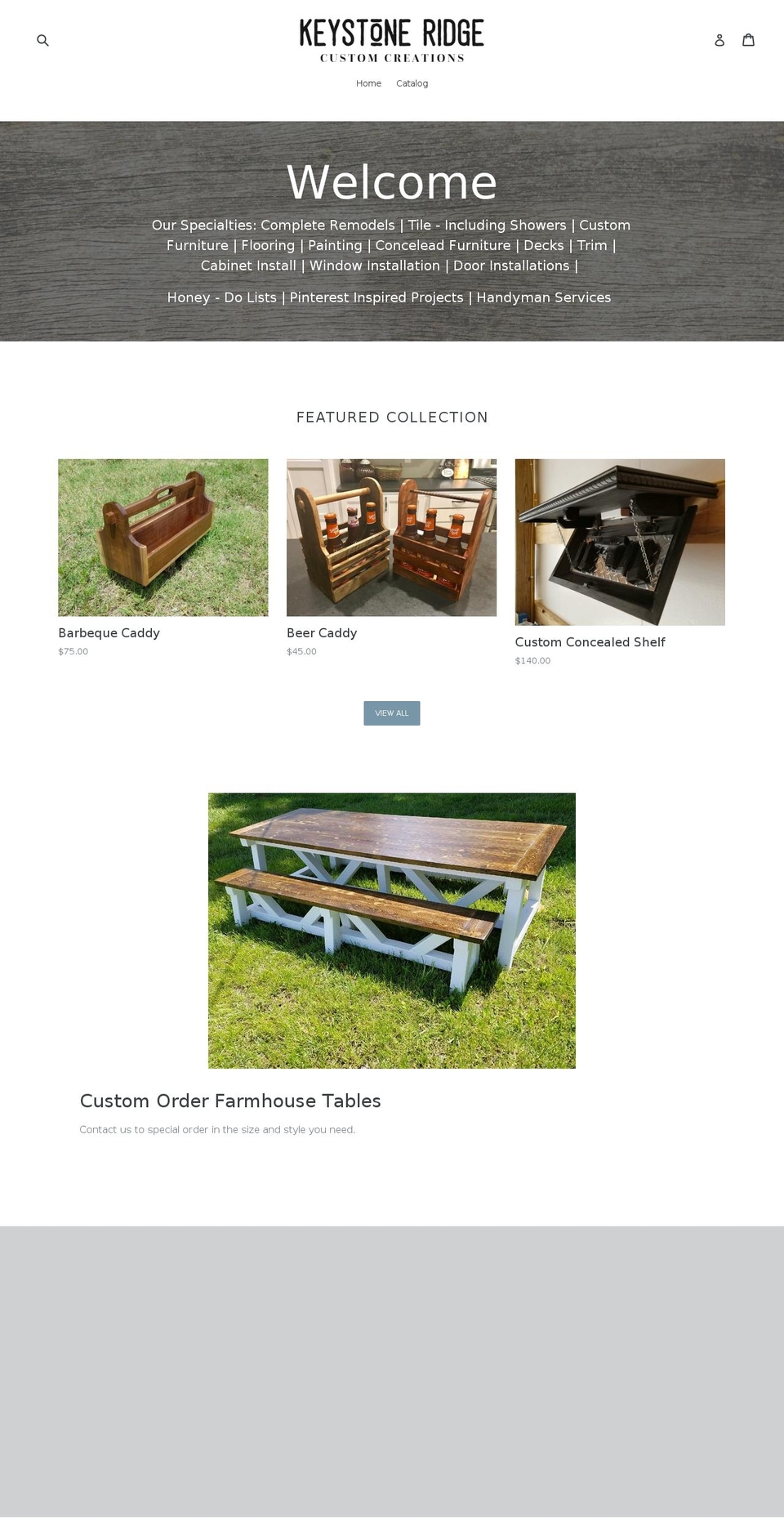 keystoneridgecustomcreations.com — Shopify storefront screenshot