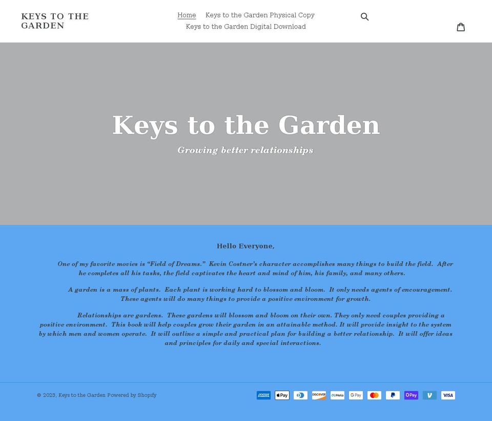 keystothegarden.com shopify website screenshot