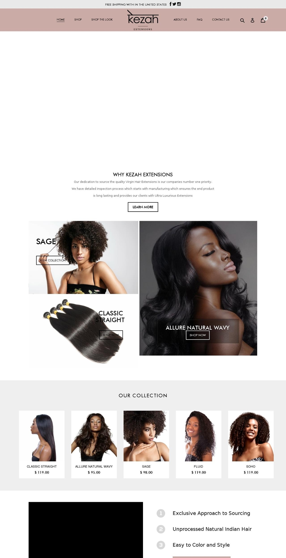 kezahextensions.com — Shopify storefront screenshot