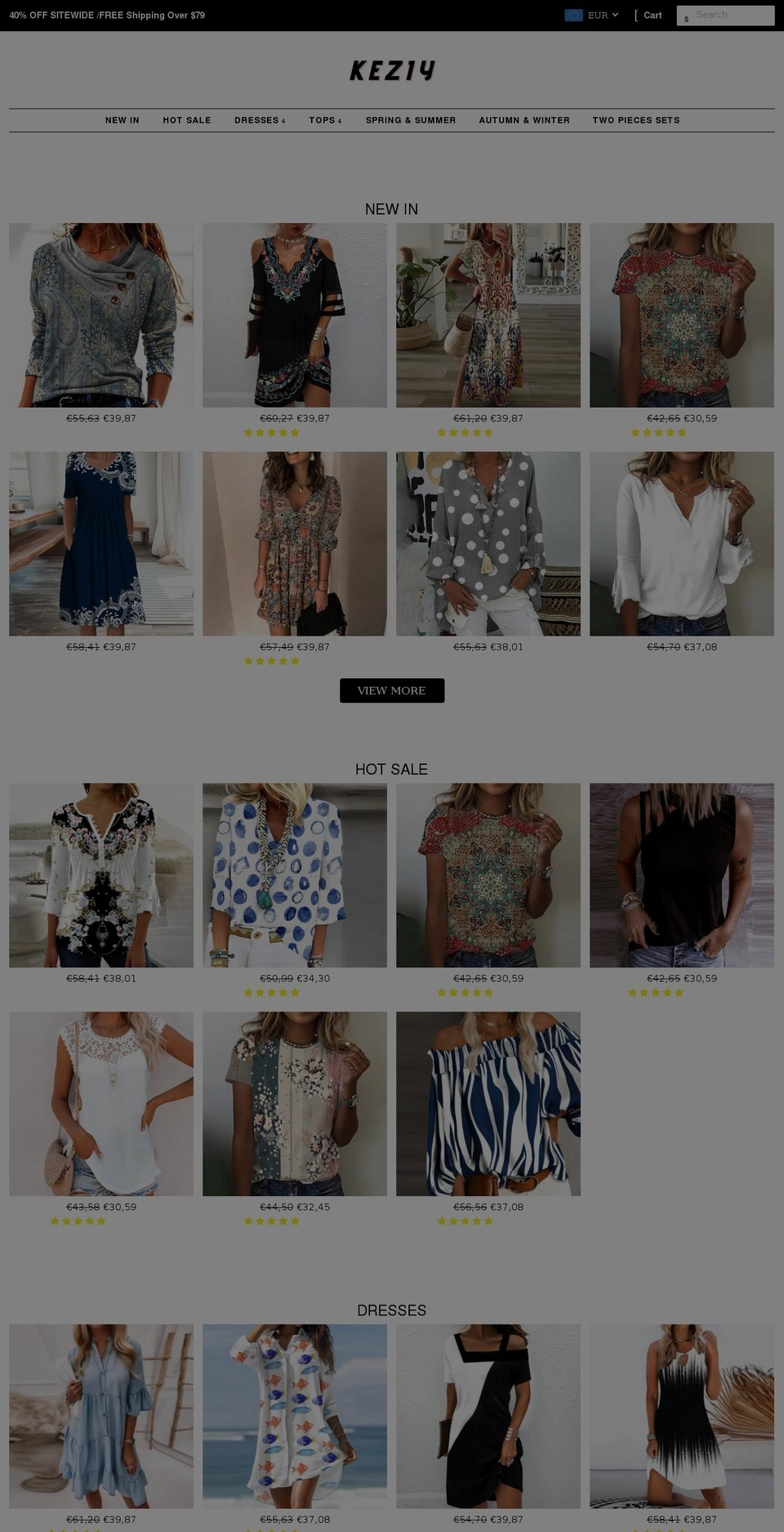 keziy.com shopify website screenshot