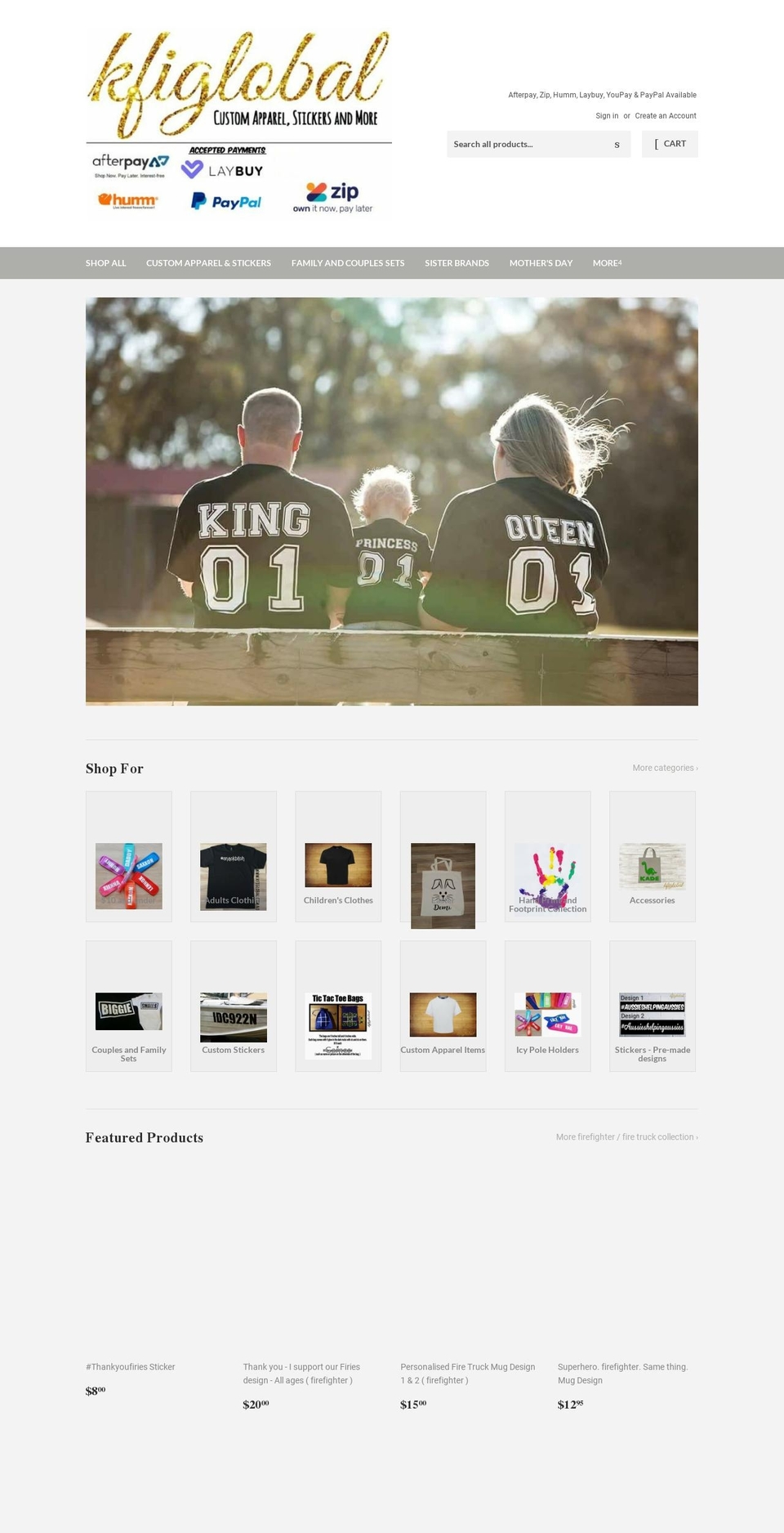 kfiglobal.com.au shopify website screenshot