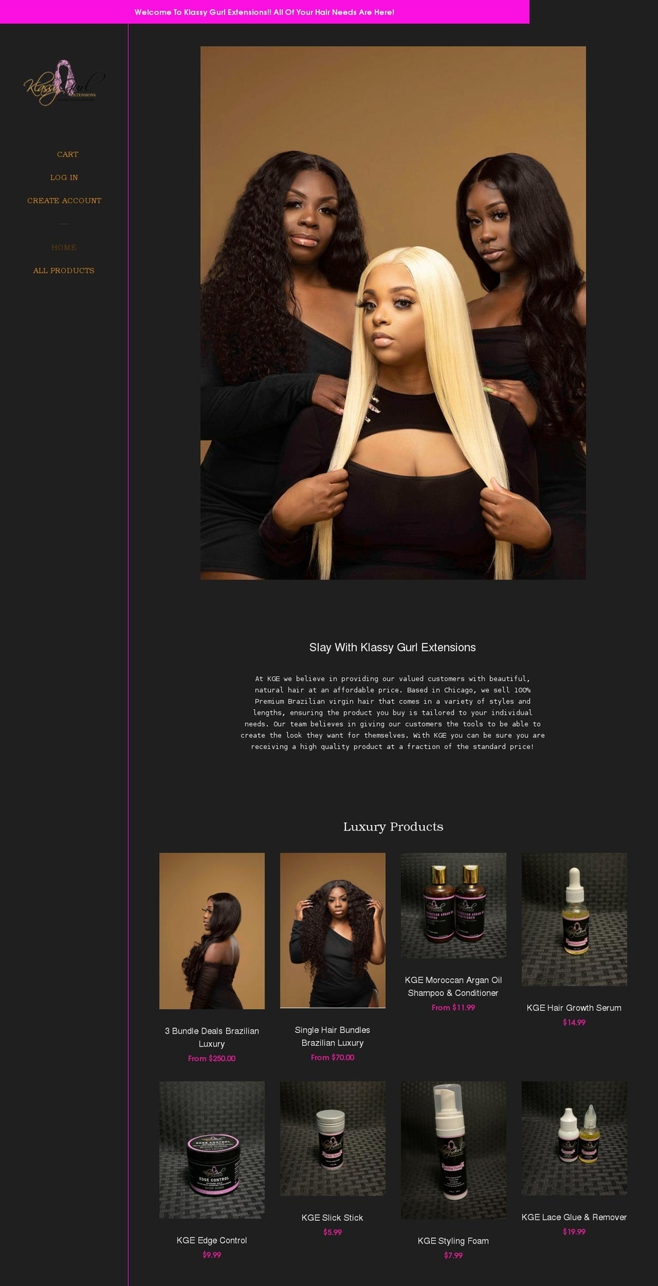 kgehair4u.com shopify website screenshot