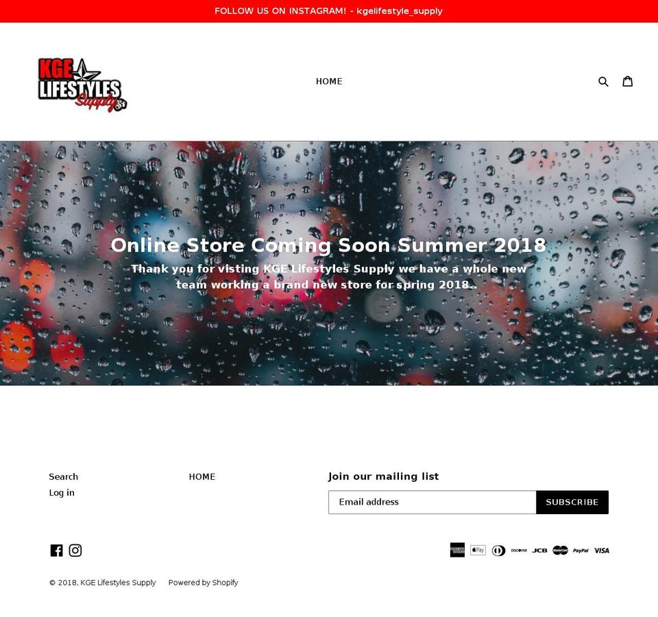 kgelifestyles.com shopify website screenshot