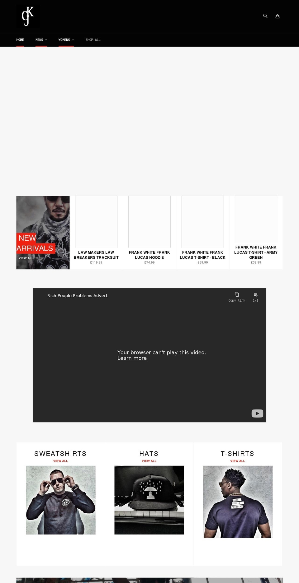 kgjfashion.com shopify website screenshot