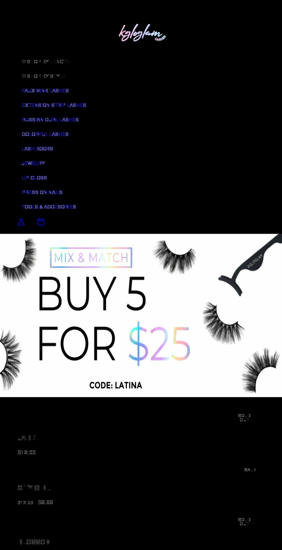 kgloglam.com — Shopify storefront screenshot