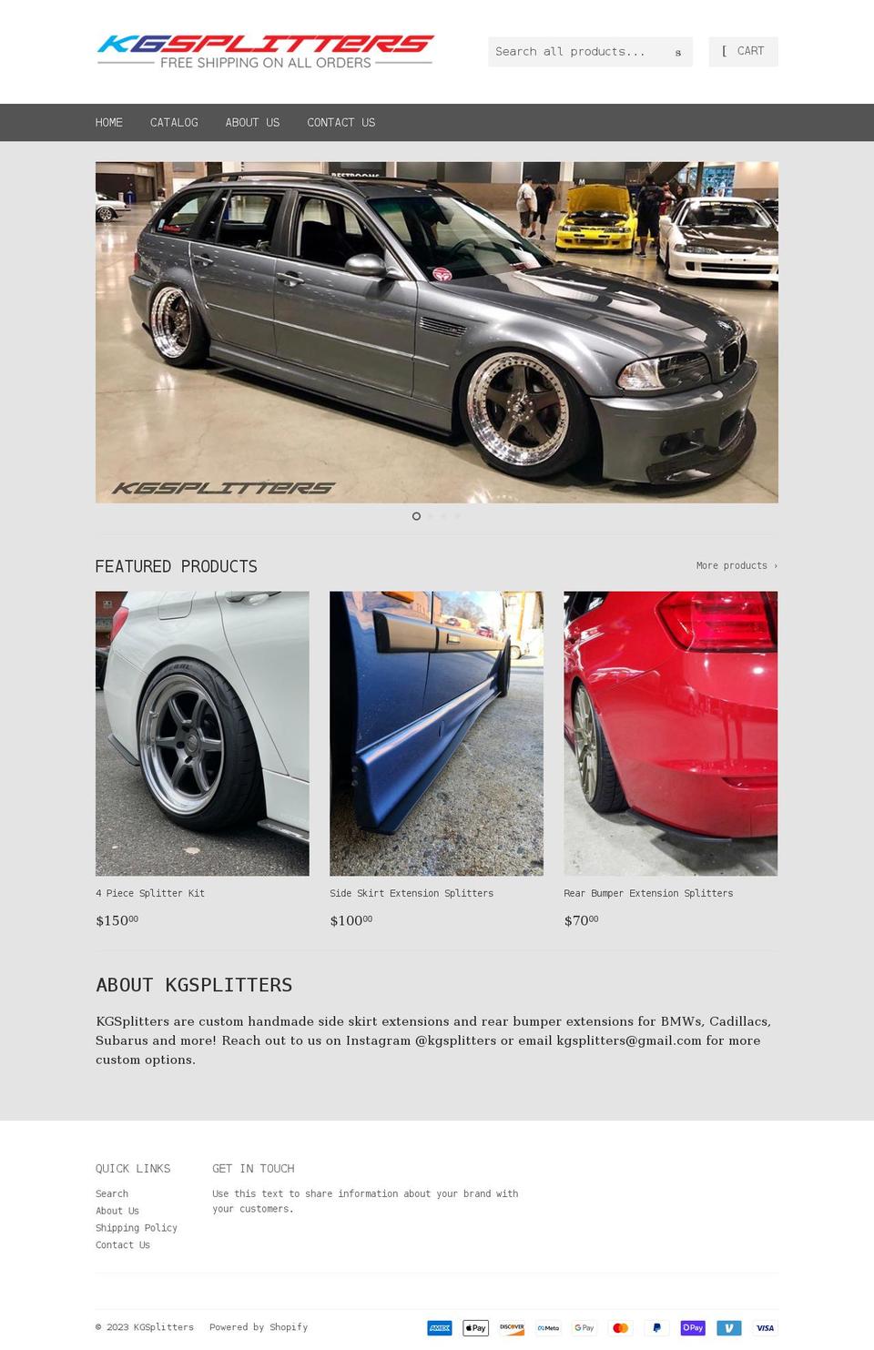 kgsplitters.com shopify website screenshot