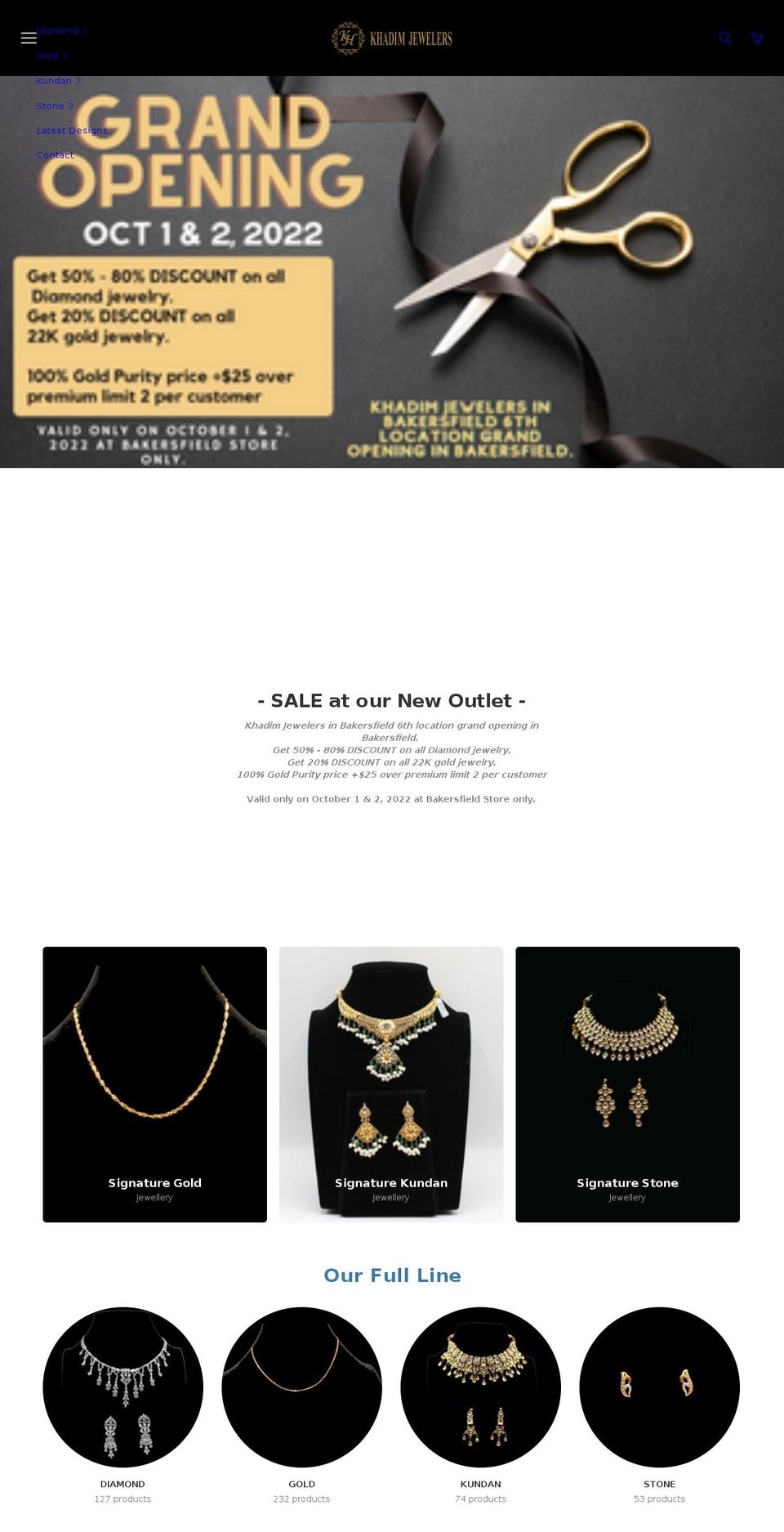 khadimjewelers.com shopify website screenshot