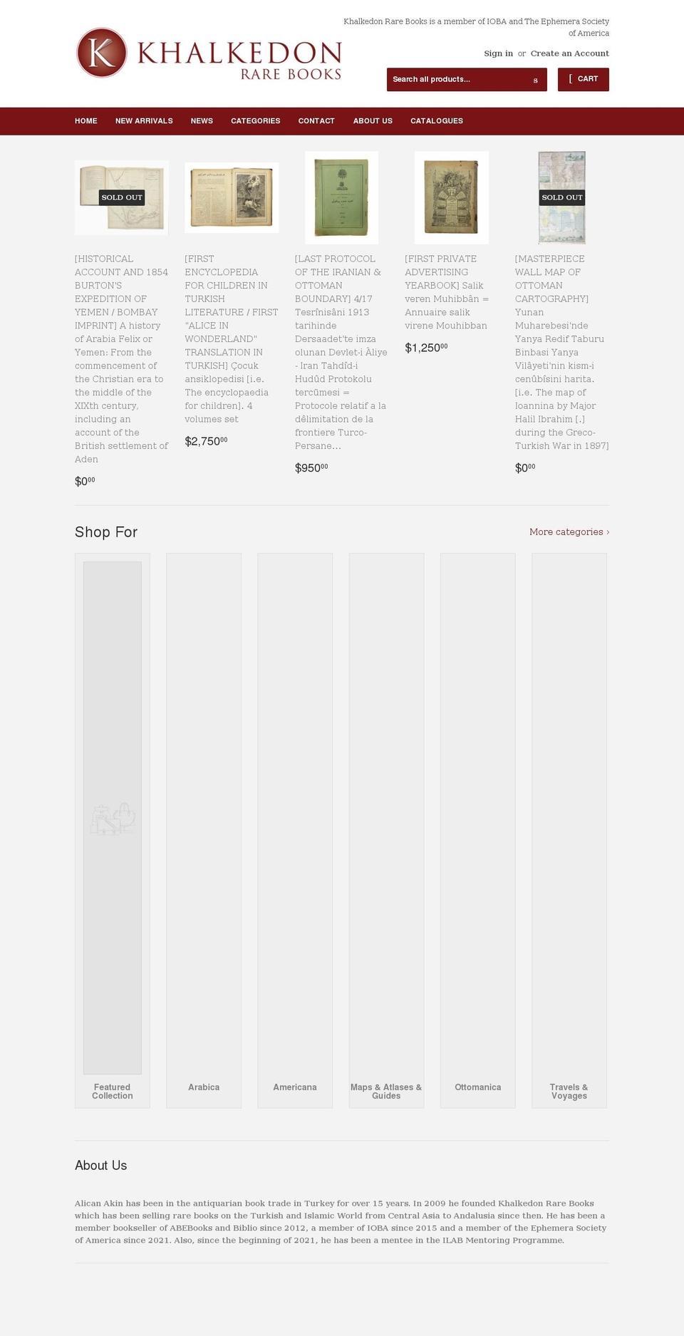 khalkedonrarebooks.com shopify website screenshot
