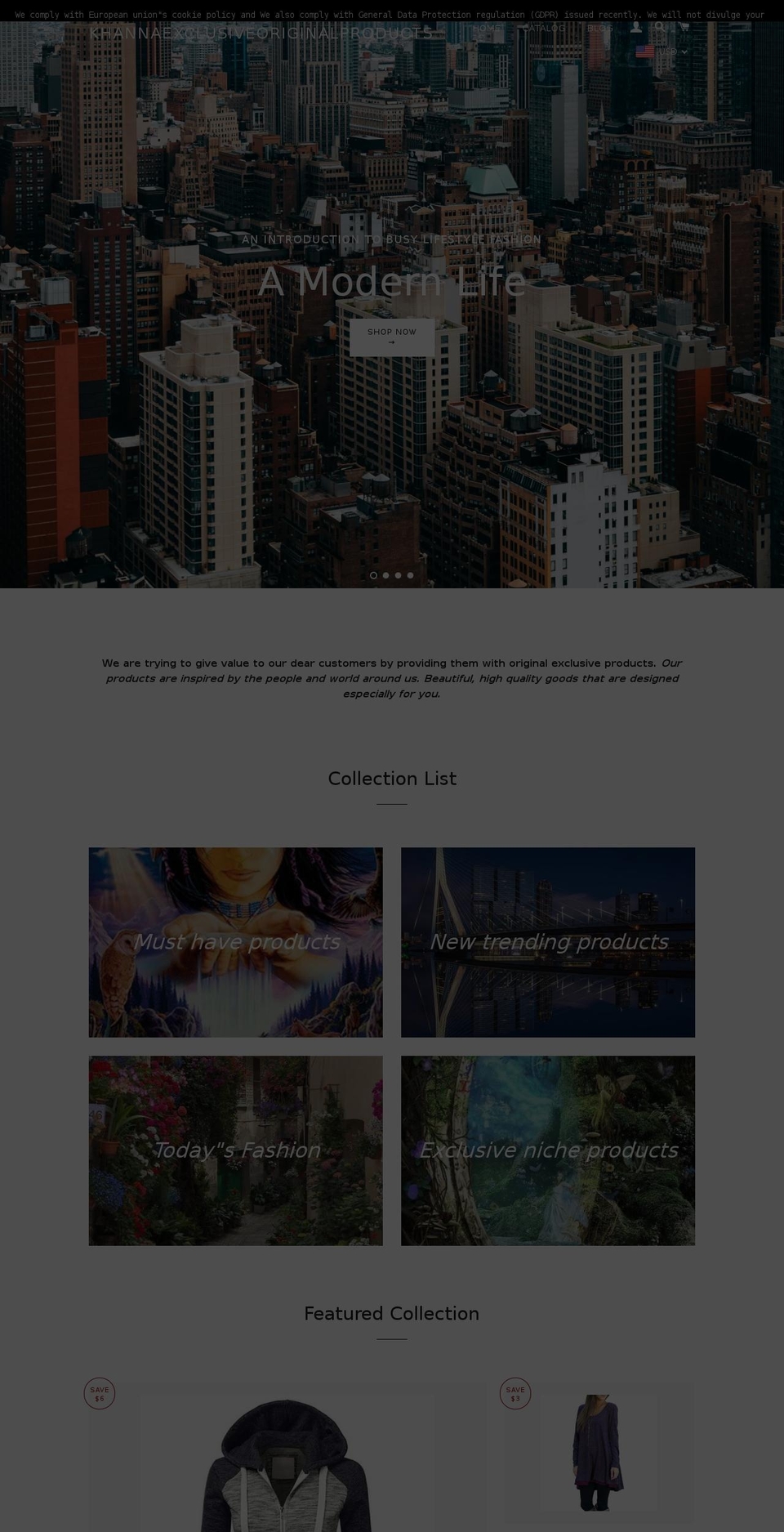 khannaexclusivee-comstore.com shopify website screenshot