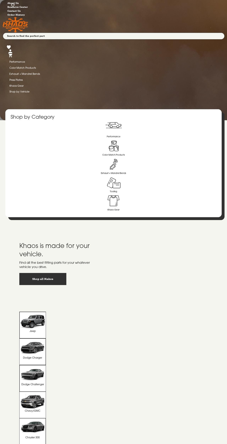 khaosmotorsports.com shopify website screenshot