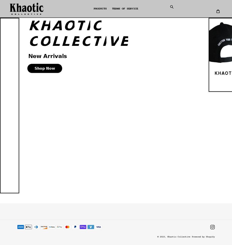 khaoticcollective.com — Shopify storefront screenshot
