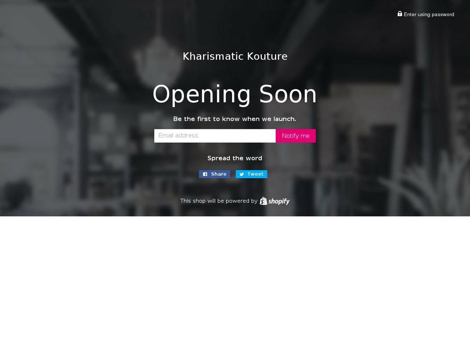 kharismatickouture.com — Shopify storefront screenshot