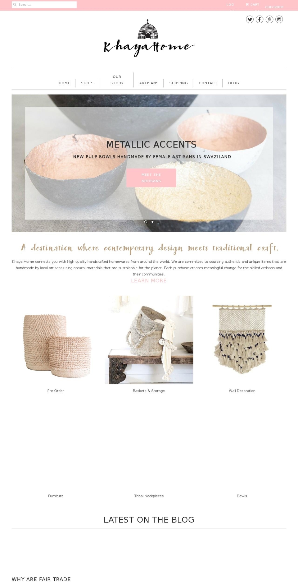 khayahome.com shopify website screenshot