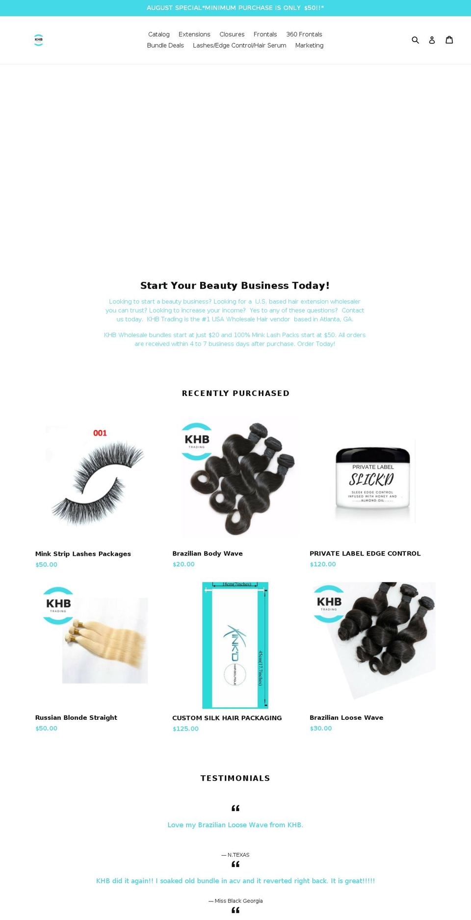 khbtrading.com — Shopify storefront screenshot