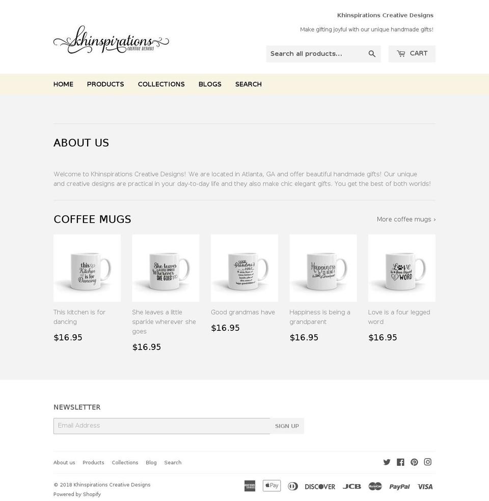 khinspirations.com — Shopify storefront screenshot
