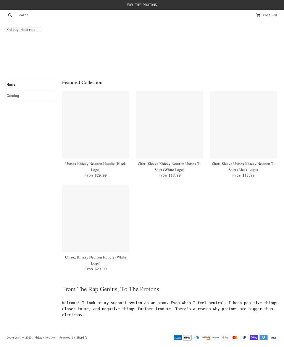 khizzyneutron.com shopify website screenshot