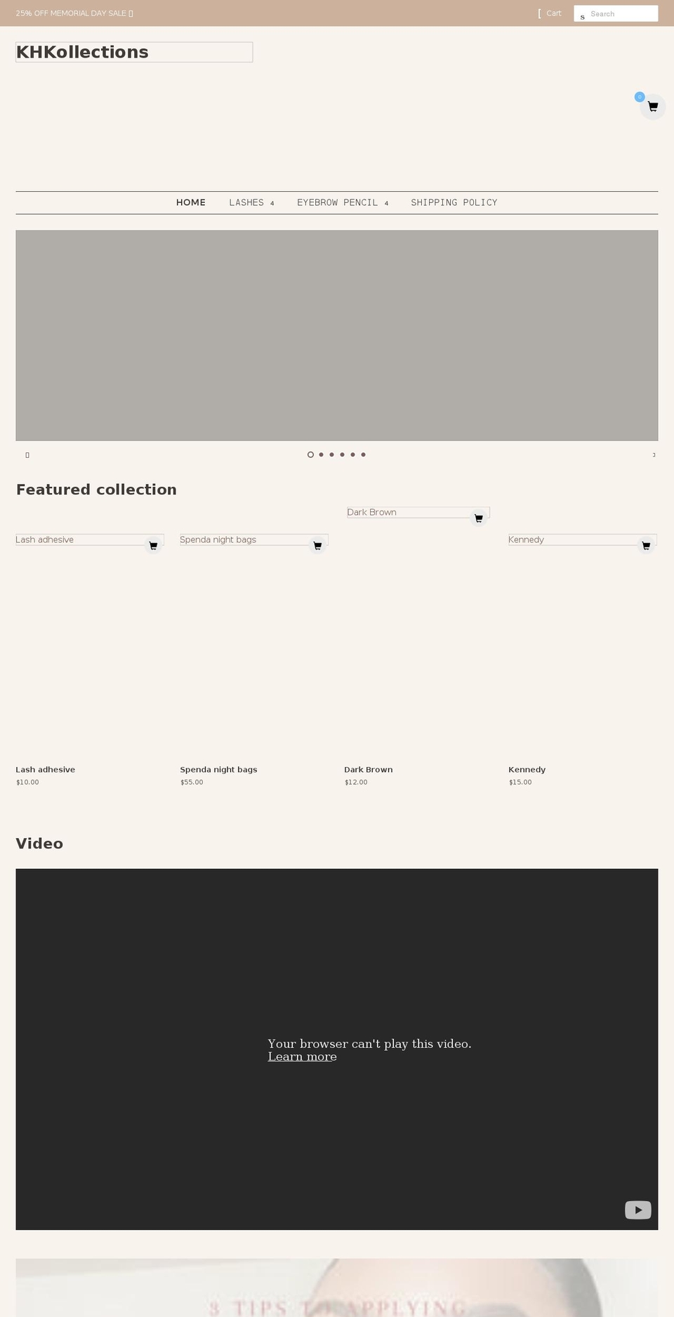 khkollections.com shopify website screenshot