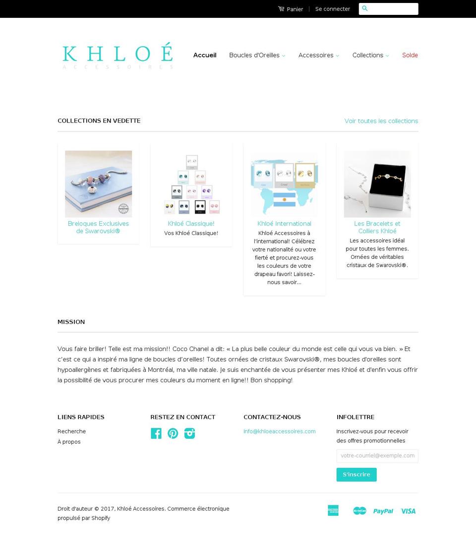 khloeaccessoires.com shopify website screenshot