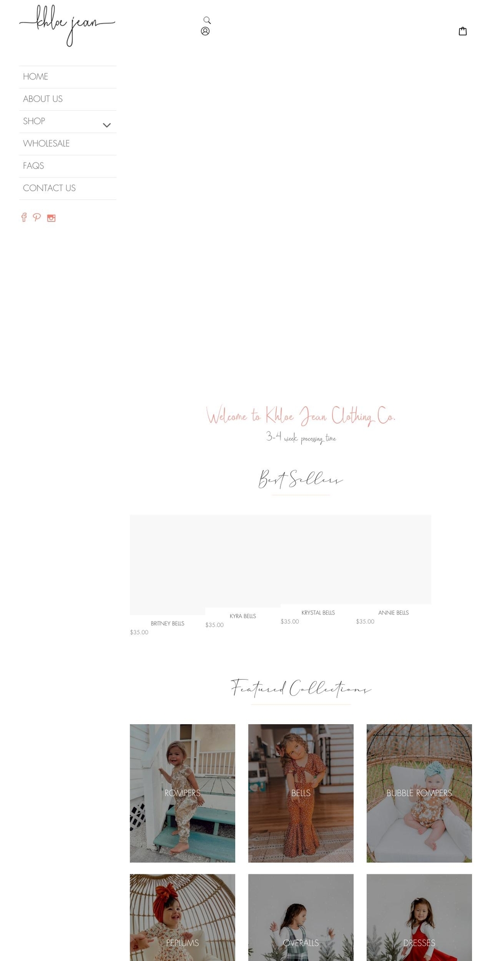 khloejean.com shopify website screenshot
