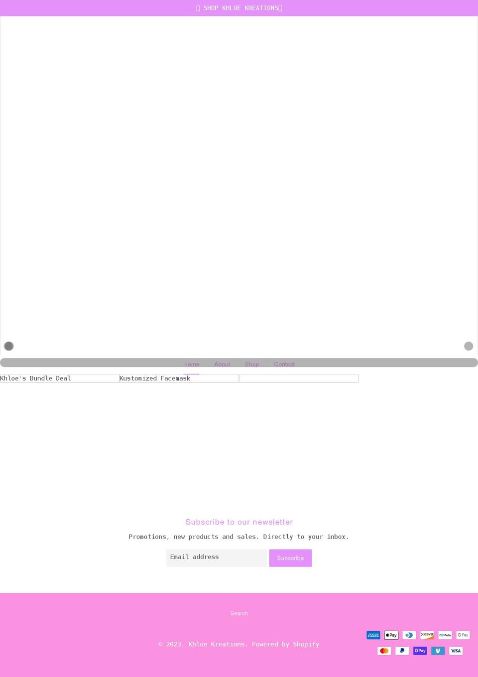 khloekreations.com shopify website screenshot