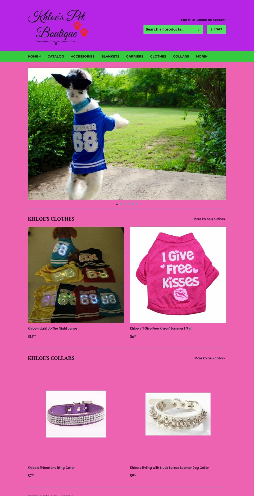 khloespetboutique.com shopify website screenshot