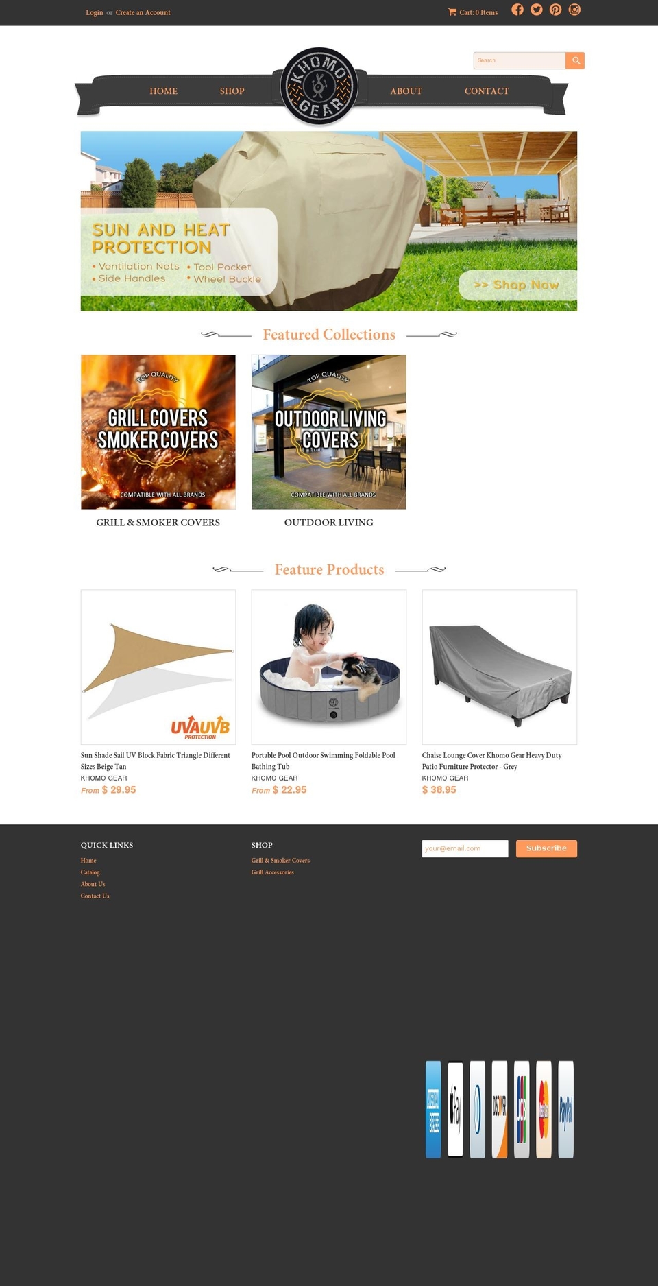 khomo-gear.com shopify website screenshot