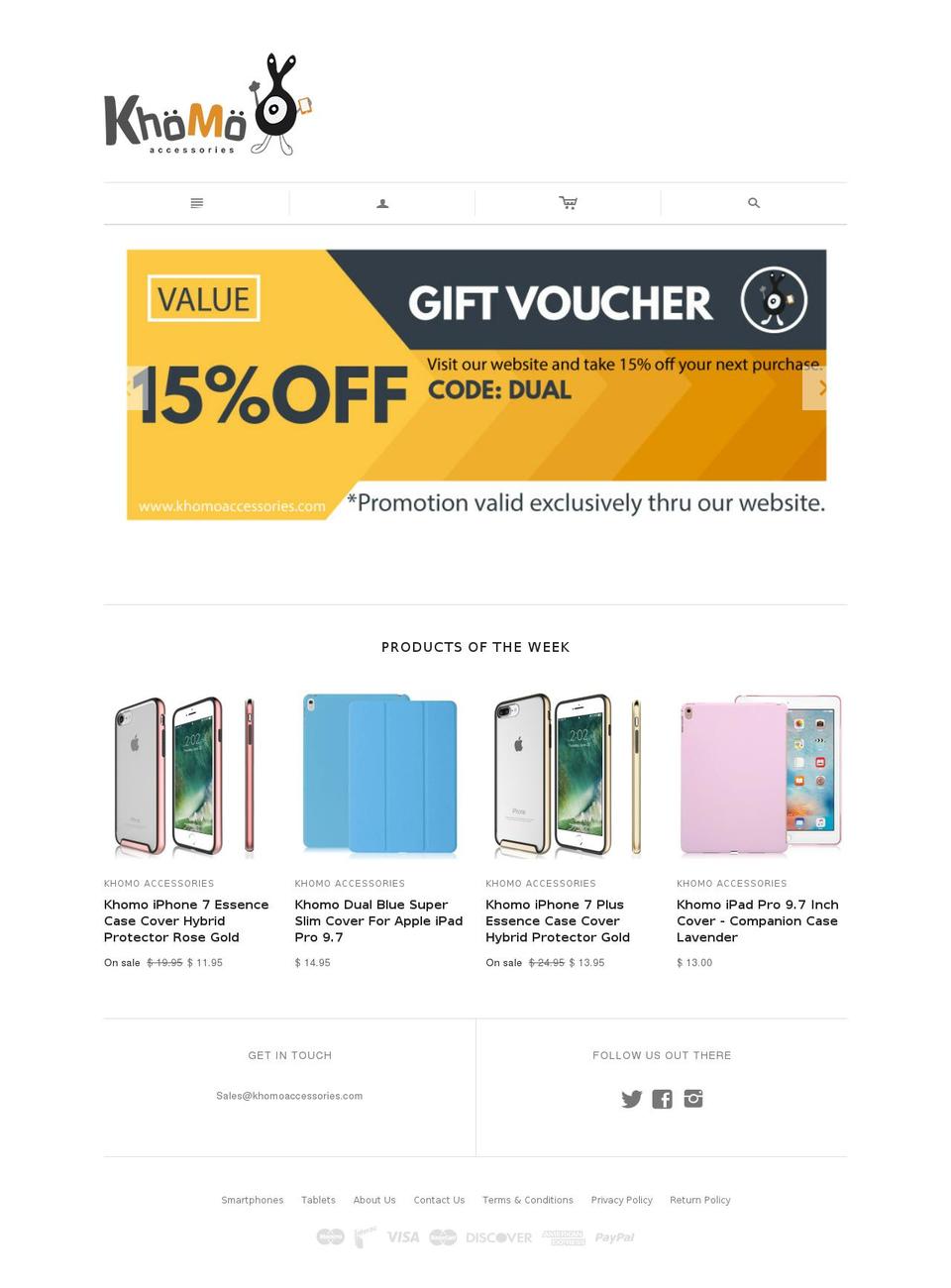 khomoaccessories.com shopify website screenshot