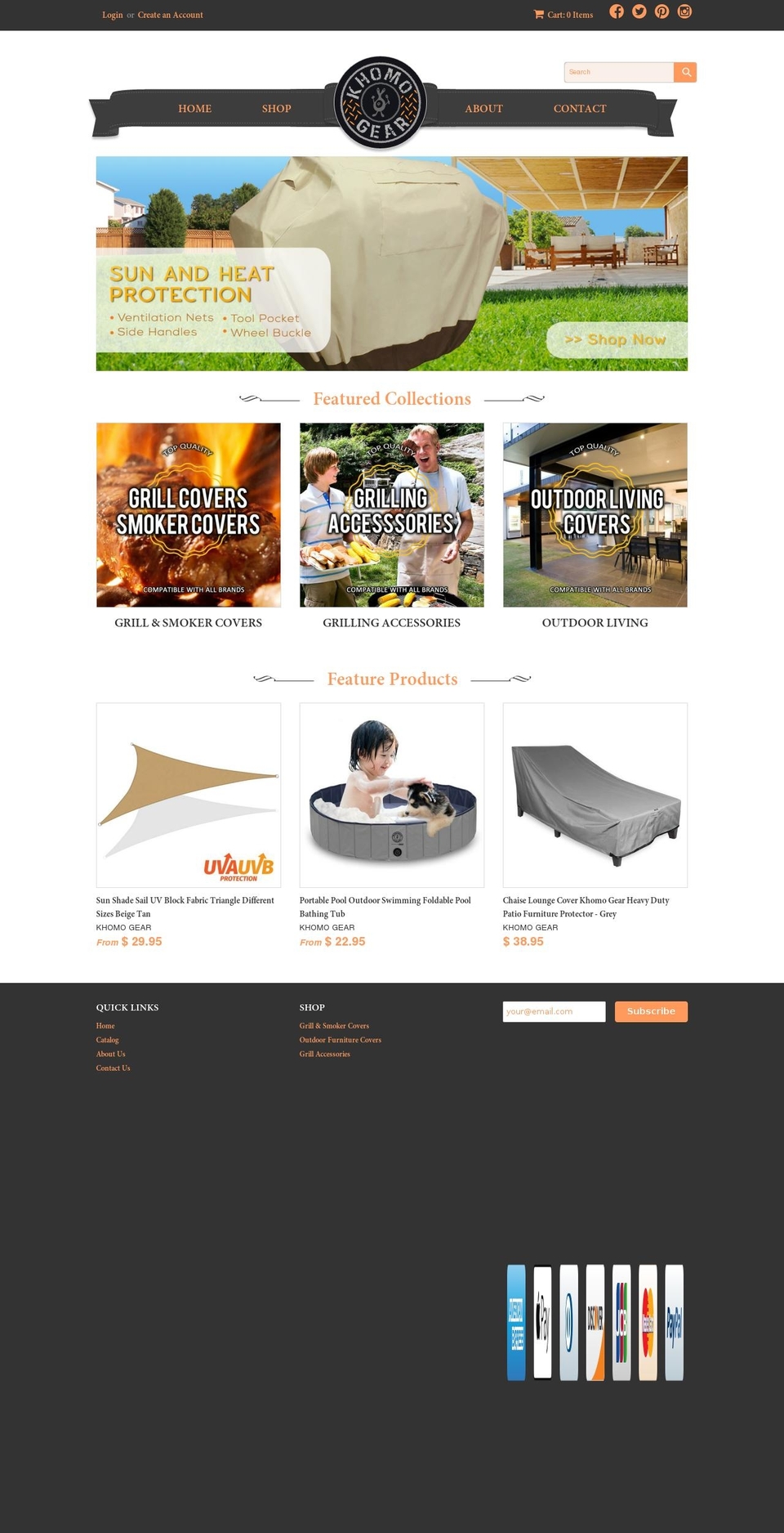 khomogear.com shopify website screenshot