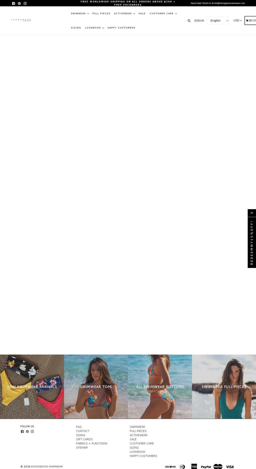 khongboonactivewear.com — Shopify storefront screenshot