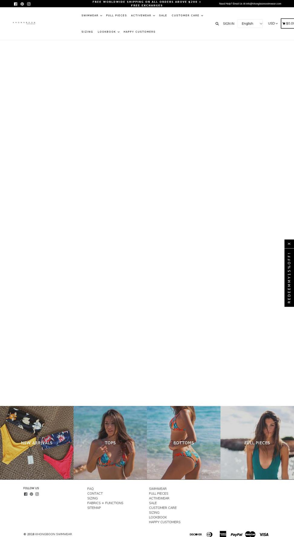 khongboonswimwear.com — Shopify storefront screenshot