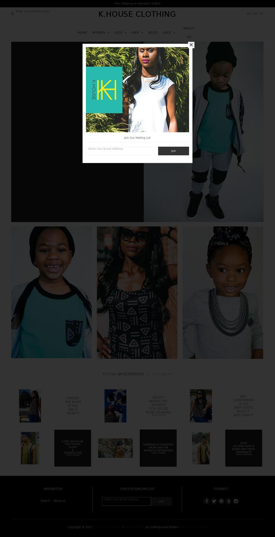 khouseclothing.com shopify website screenshot