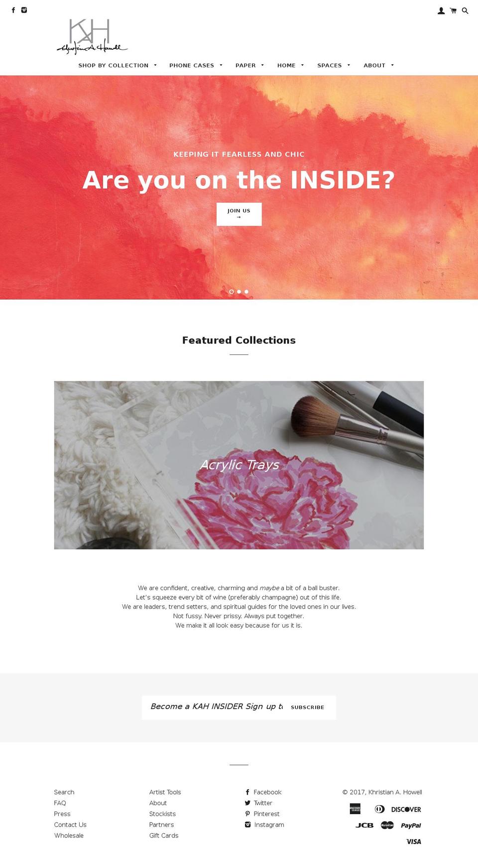 Narrative Shopify theme site example khristianahowell.com