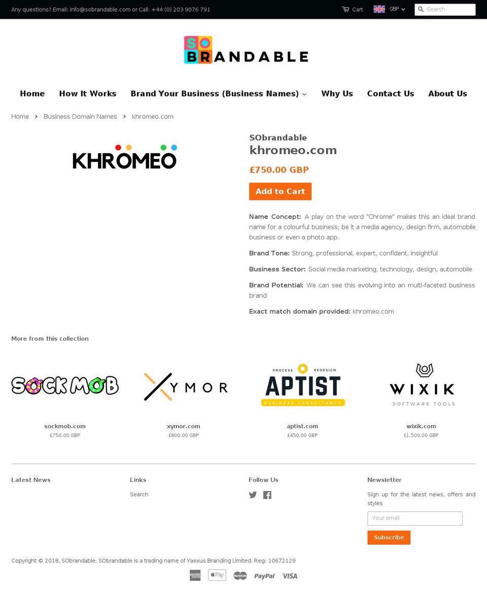 khromeo.com — Shopify storefront screenshot