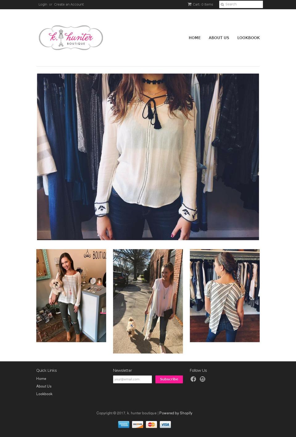 khunterboutique.com shopify website screenshot